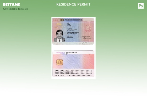 Модерен стил картичка за дозвола за престој во Италија (soggiorno) () шаблон